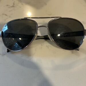 Native Silver and Black Aviator Sunglasses